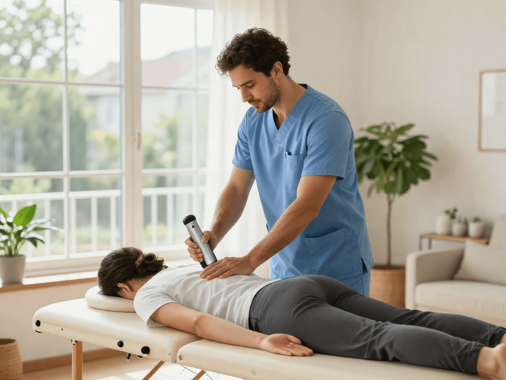 Mobile sports massage Sydney offering professional patient care in a modern wellness center.