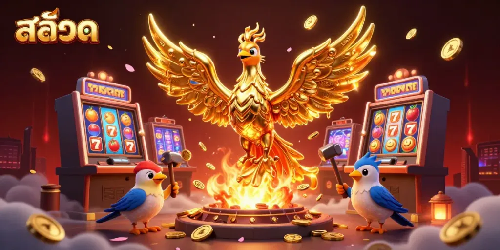 Experience immersive gaming with the golden phoenix, symbolizing luck at สล็อต slot machines.