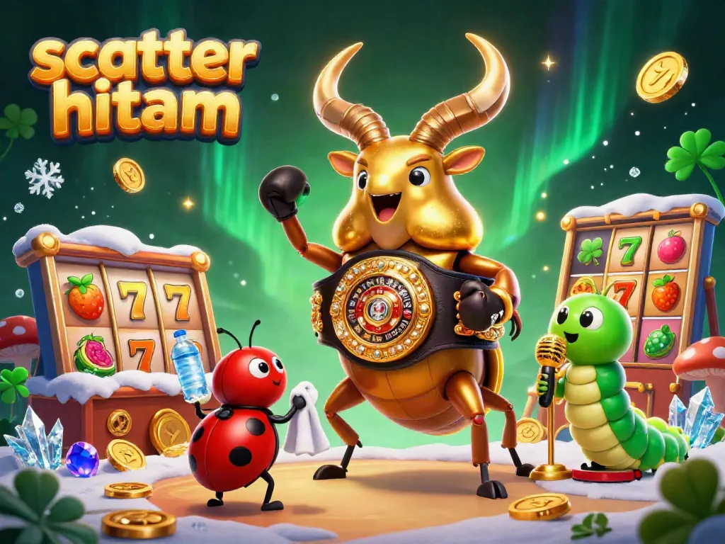 Experience scatter hitam excitement as a golden stag beetle battles in an engaging casino scene.