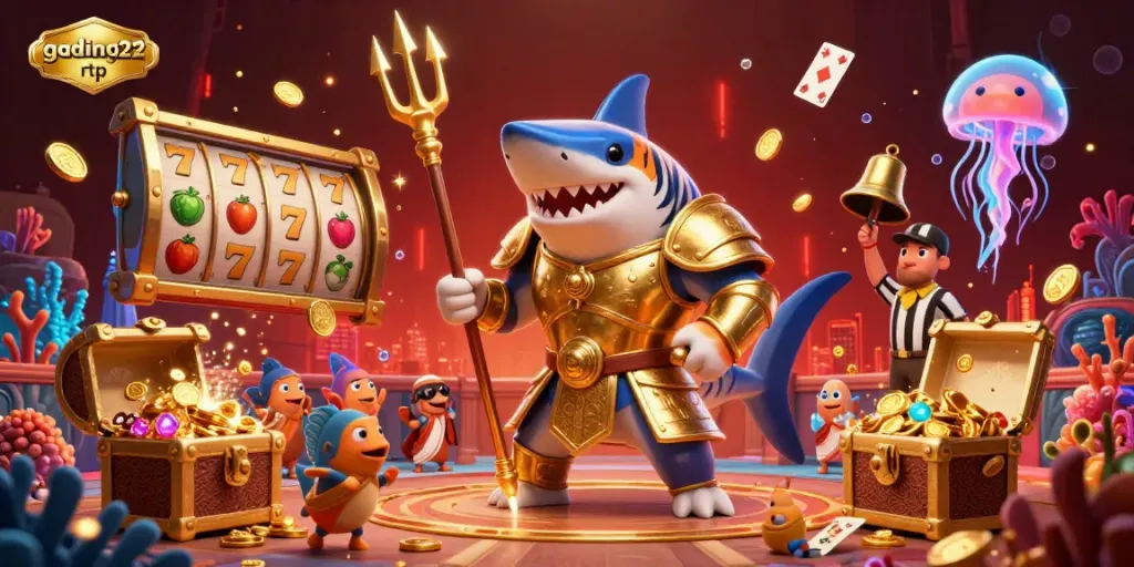 Engage with the thrilling gading22 rtp slots in an underwater colosseum featuring a tiger shark and exciting game elements.
