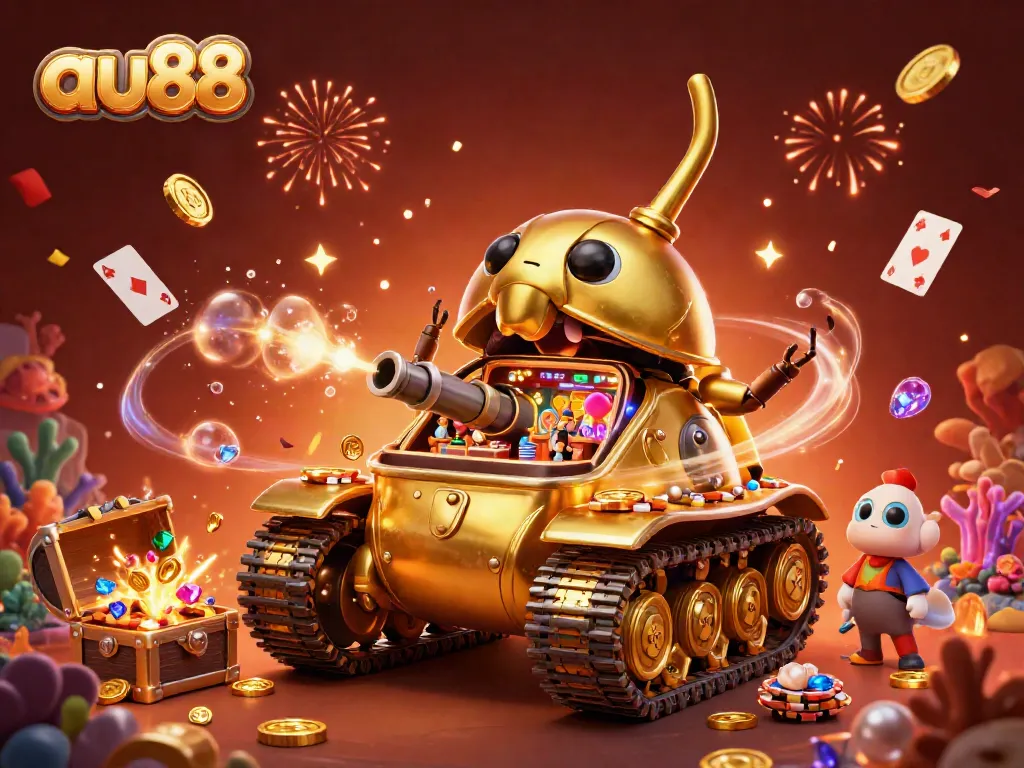 Join the excitement at au88 with a vibrant casino scene inside a golden beetle tank!