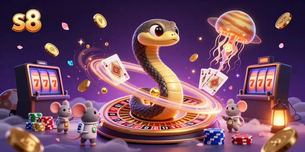 Experience thrilling gameplay at the s8 casino with astronaut mice betting on a cosmic roulette!