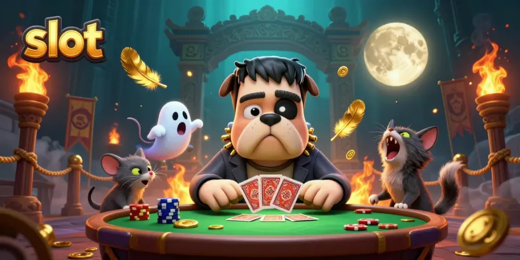 Slot kasino yang penuh warna dengan karakter unik dan elemen permainan menarik, ideal untuk pengalaman bermain.