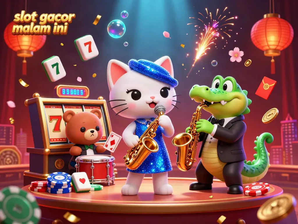 Experience the excitement of slot gacor malam ini with animated casino characters and vibrant game elements.