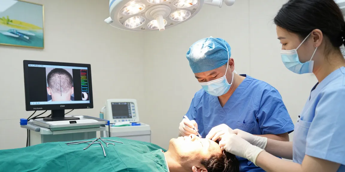 Hair transplant Turkey procedure featuring a skilled surgeon and patient in a modern clinic setting.