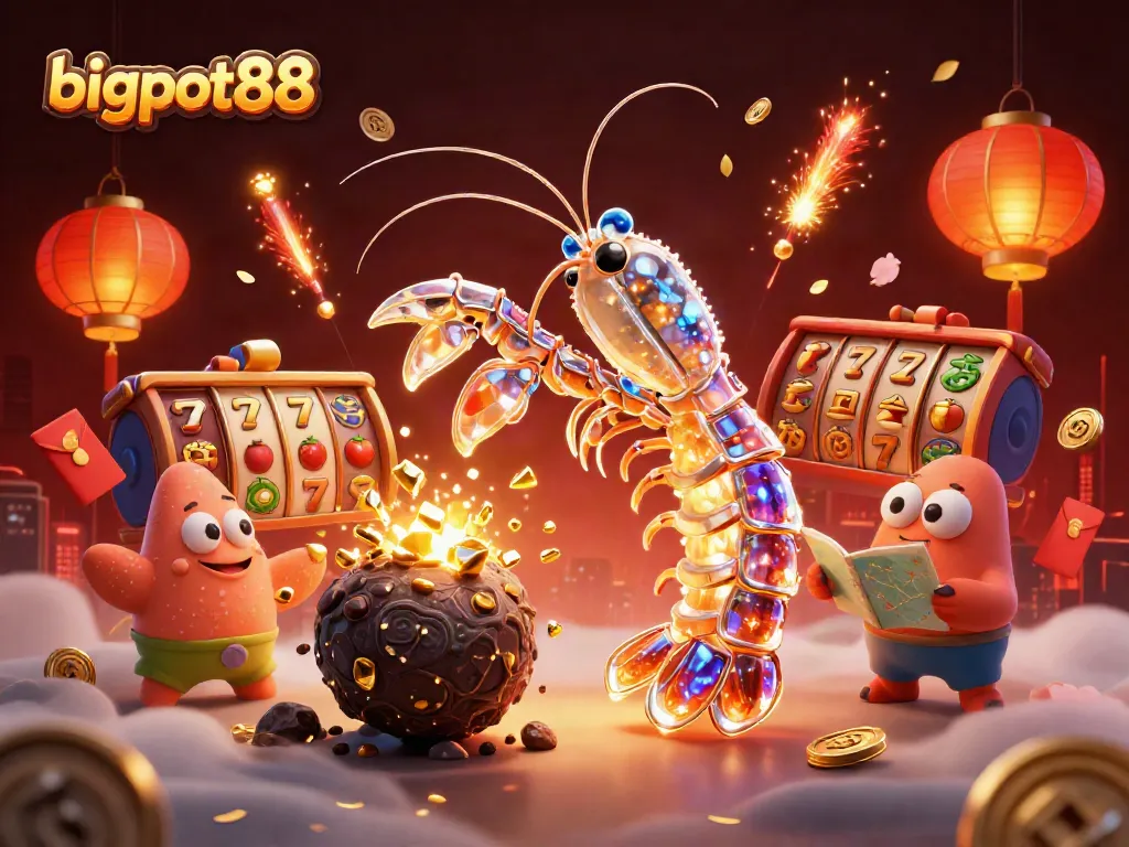 bigpot88 menangkan jackpot besar dengan ilustrasi 3D dan simbol keberuntungan di kasino