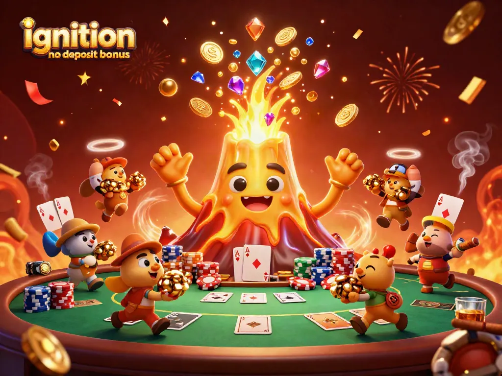 Play with excitement at Ignition Casino no deposit bonus featuring treasures amidst poker elements