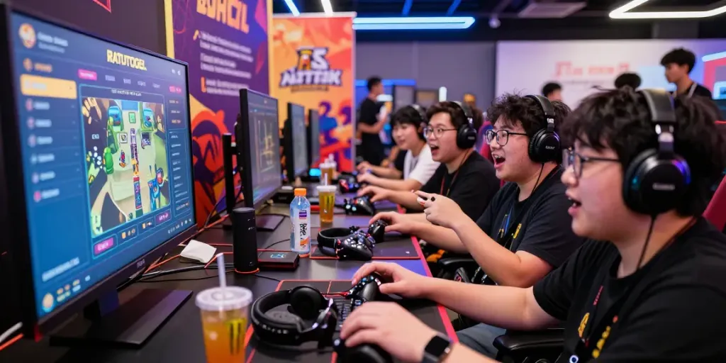 Komunitas gamer bersemangat mendiskusikan ratutogel di konvensi permainan.