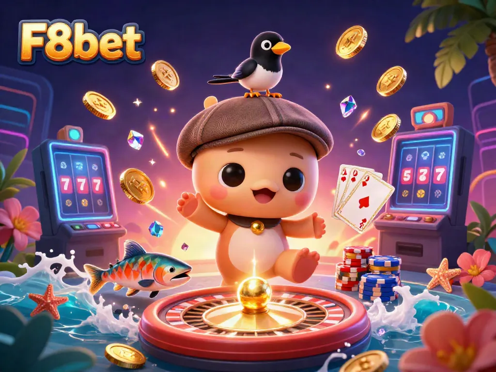 Experience thrilling gameplay with F8bet as cute characters and gold coins fill the scene.