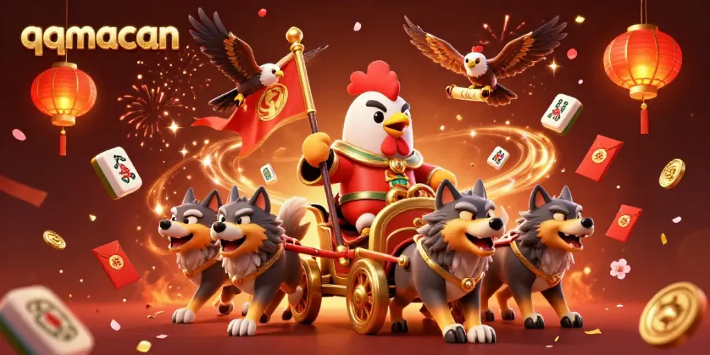 Experience thrilling moments with qqmacan's exciting gameplay featuring vibrant 3D characters and symbols.