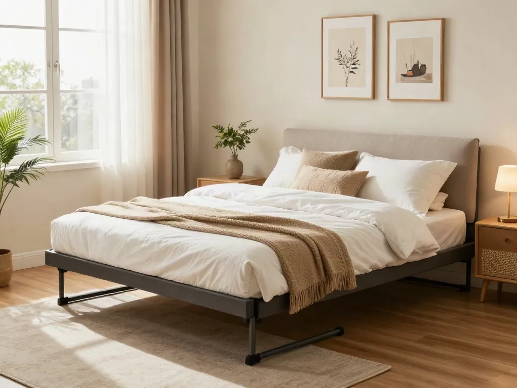 Price of folding bed showcased in a cozy bedroom setting with elegant decor.