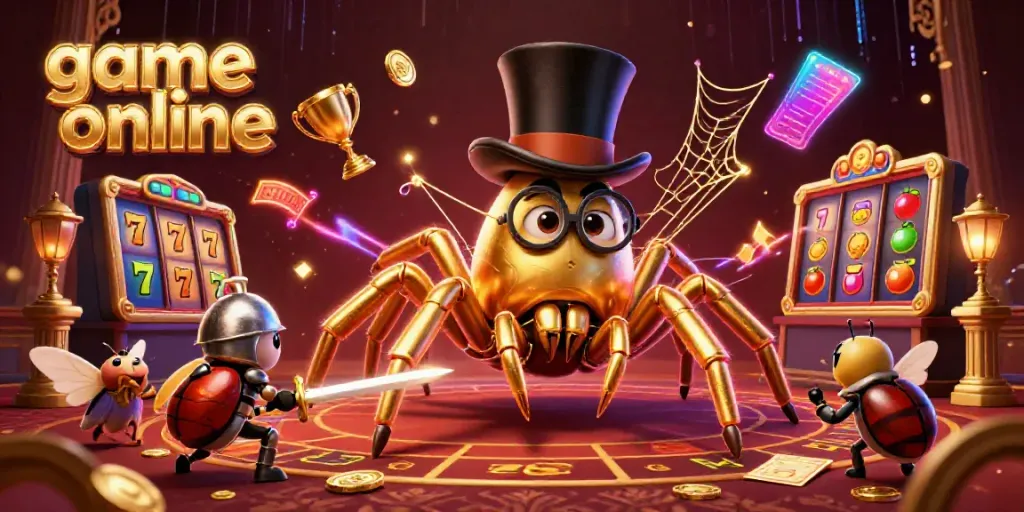 Experience the thrill of online slots game online with this vibrant 3D illustration showcasing interactive characters and elements.