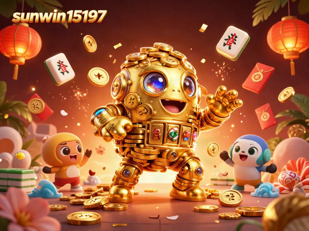 Experience thrilling gameplay with sunwin15197 in this dynamic golden golem casino scene.
