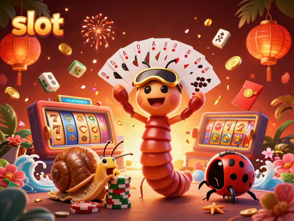 Slot dengan dealer kartun dan simbol beruntung yang memukau di kasino virtual.