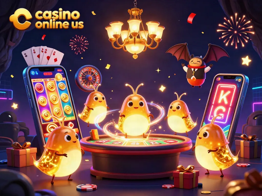 Play and win at casino online us with animated glowworms lighting up a vibrant gaming scene.