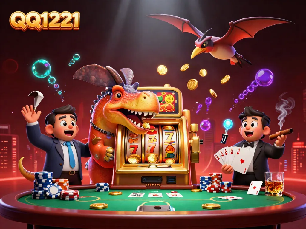 Experience the excitement of QQ1221 as a pachycephalosaurus wins the jackpot at a casino.
