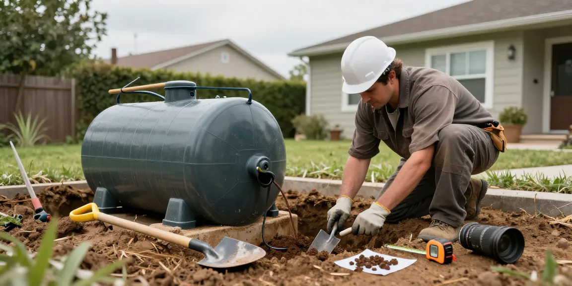 Septic tanks Riverside installation with technician inspecting a new system, showcasing professional setup.