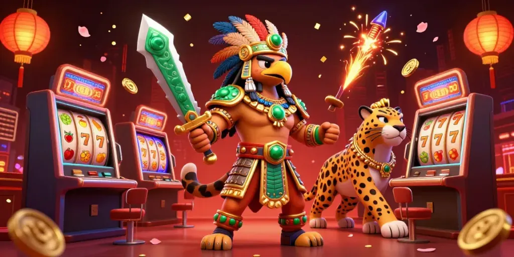 Experience winning thrills with an exciting slot scene featuring ancient warriors and vibrant elements.
