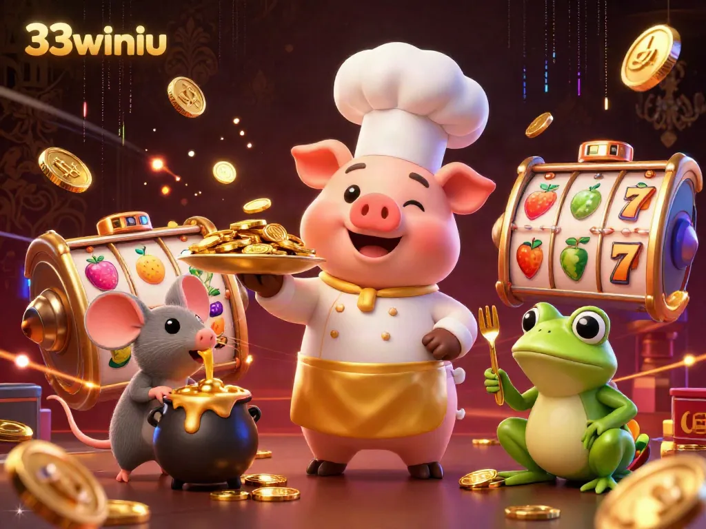 Experience the thrill of winning at 33winiu with a vibrant casino scene featuring gold coins and dynamic game elements.