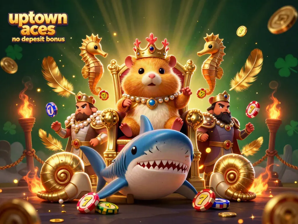 Claim the uptown aces no deposit bonus with a fierce hamster king and royal seahorse guards.