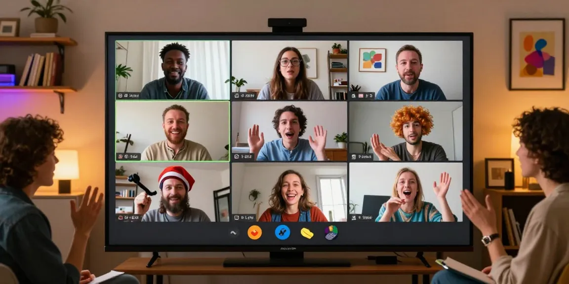 Engaging online improv classes for adults featuring diverse participants in a vibrant virtual setting, showcasing creativity and expression.