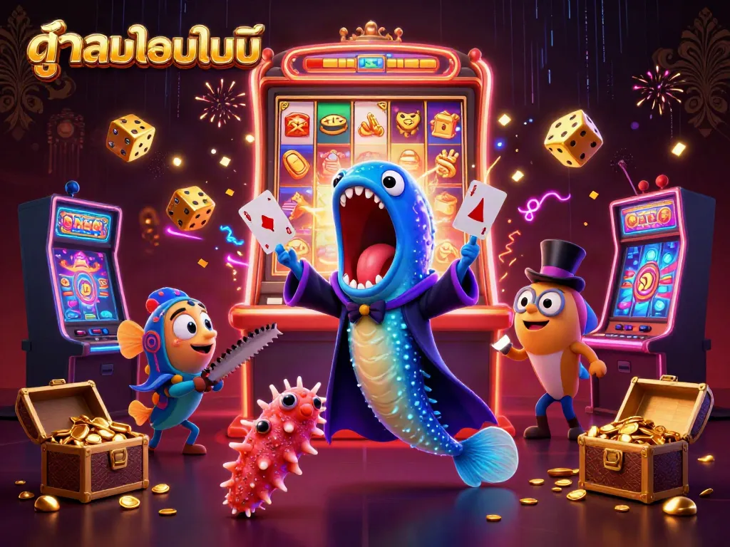 Experience ดูบอลออนไลน์ with engaging 3D visuals of animated undersea characters playing casino games.