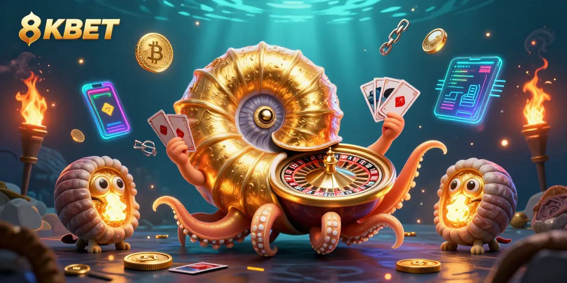 Engaging in thrilling gameplay at 8KBET with a vibrant undersea casino scene featuring golden coins and neon lights.