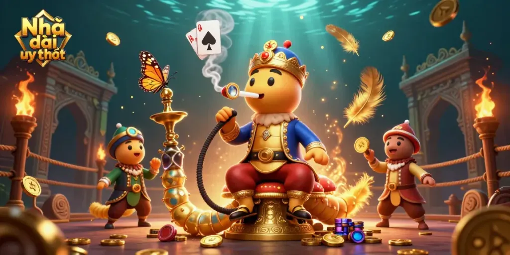 Experience Nhà cái uy tín with lively casino elements and vibrant characters in an enthralling 3D scene.