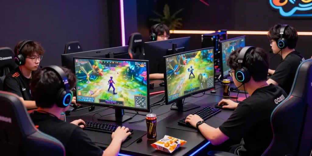 Action-packed online gaming scene with qqmacan gameplay and vibrant setup.