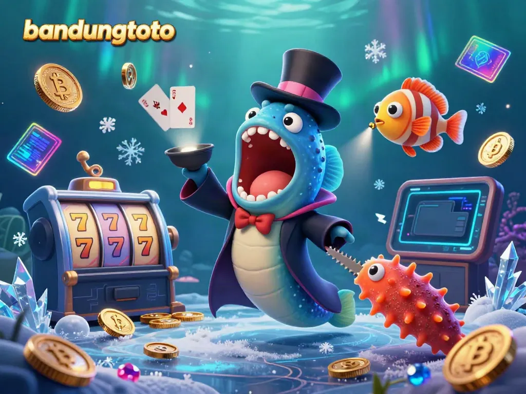 Unleash excitement at bandungtoto with a whimsical underwater magic act featuring lively characters and gaming elements.