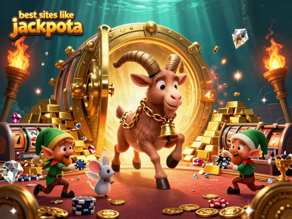 Experience the excitement of the best sites like jackpota with this vibrant casino illustration featuring festive characters.