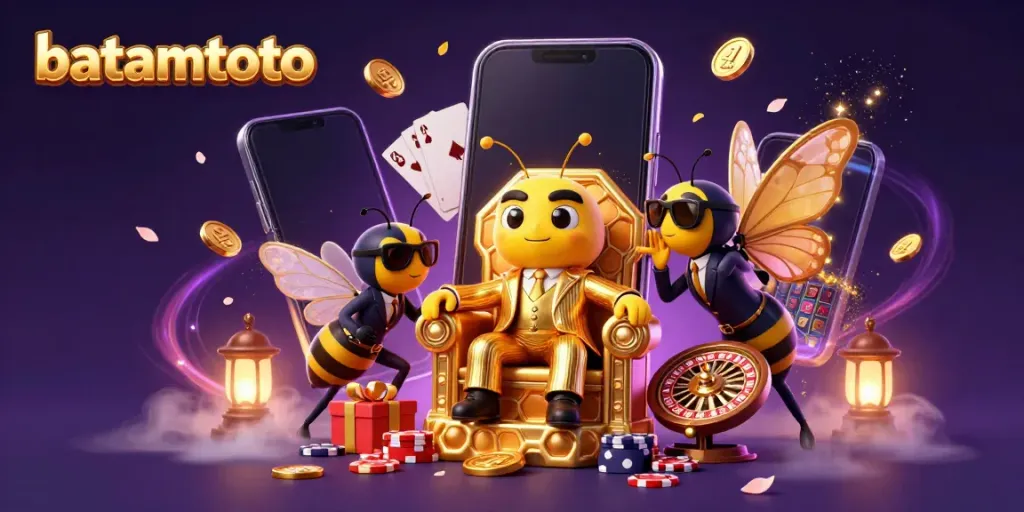 Experience batamtoto's unique gaming world with an animated bumblebee mob boss in a fantasy casino scene.