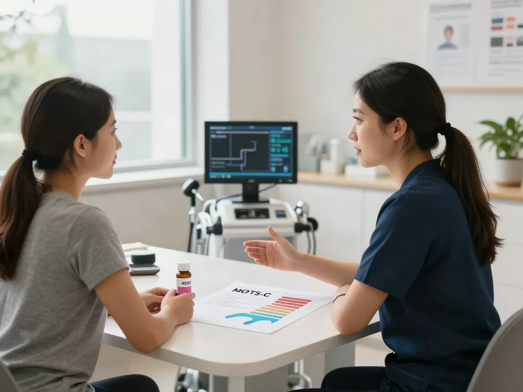 MOTS-C cost consultation in a modern wellness clinic.