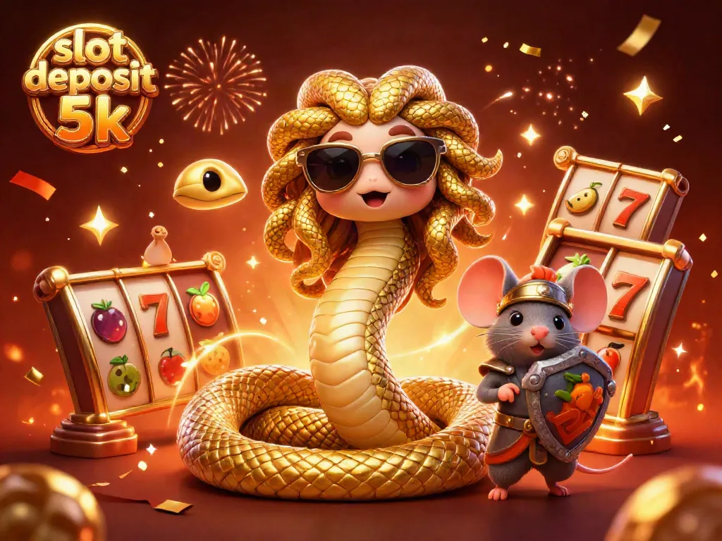 Experience the excitement of slot deposit 5k with this colorful 3D casino illustration.